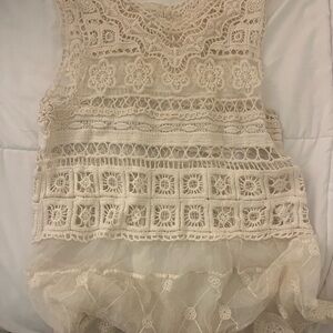 cream crochet beachy tank top